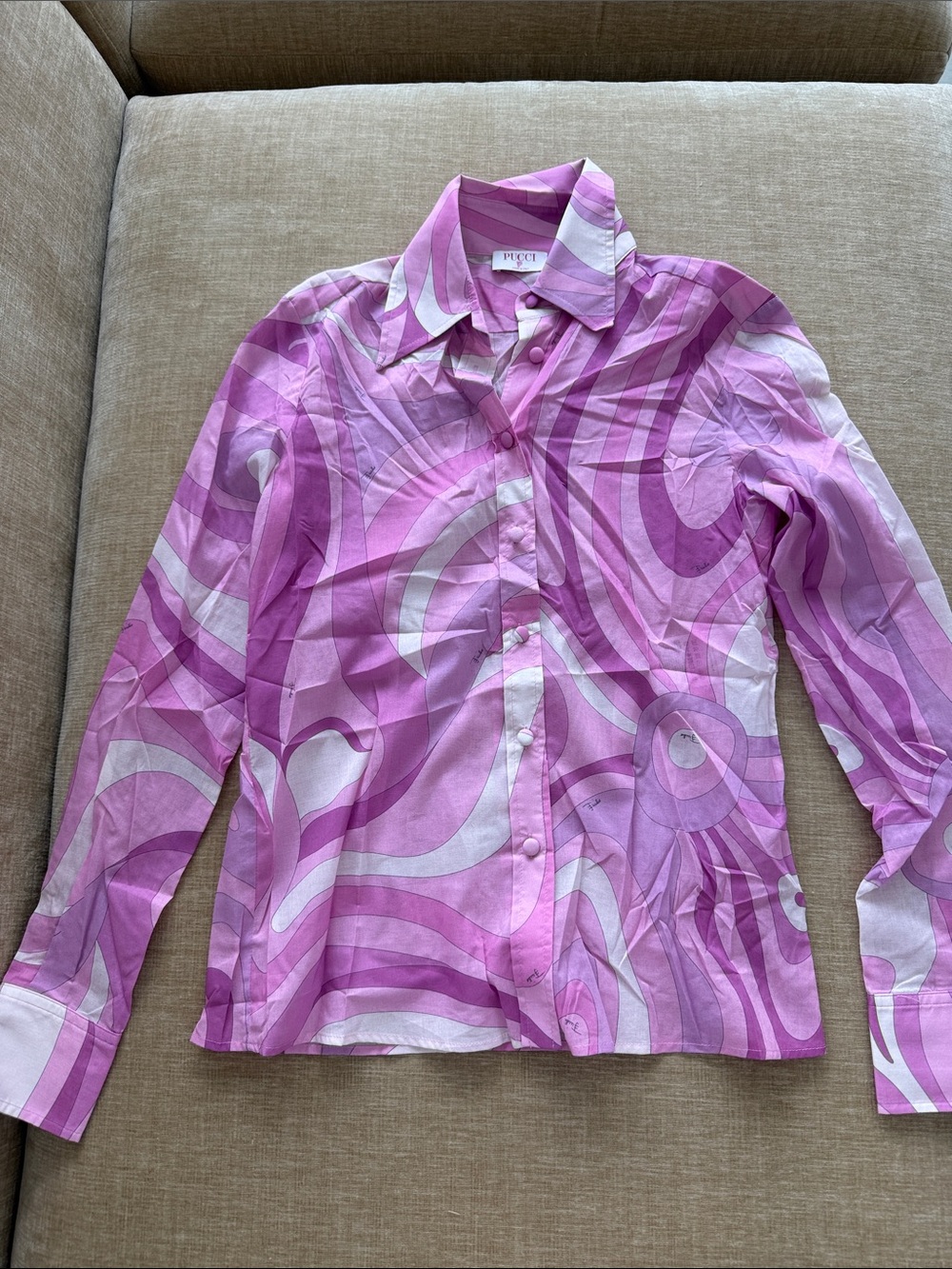 Pucci Pink Swirl Button-Up Blouse size small (S) 36